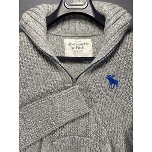 Abercrombie & Fitch 1/4 Zip Pullover Sweater Boys S Tight Knit Big Moose Logo